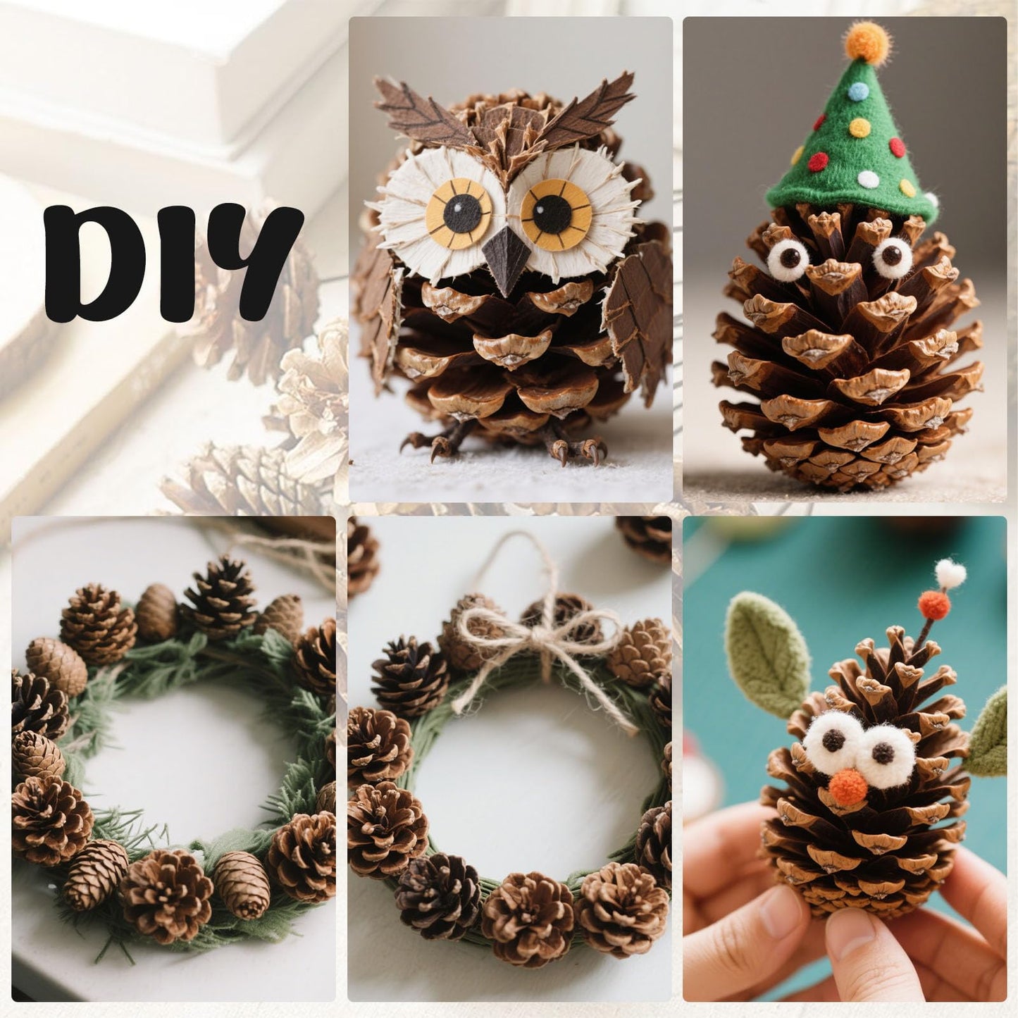 JOHOUSE 18PCS Hanging Natural Pine Cones (1.5"–2.5"), Rustic Pinecones with Strings for Fall Garland, Christmas Tree Ornaments, Wreath Making, Vase/Bowl Filler Winter Decor