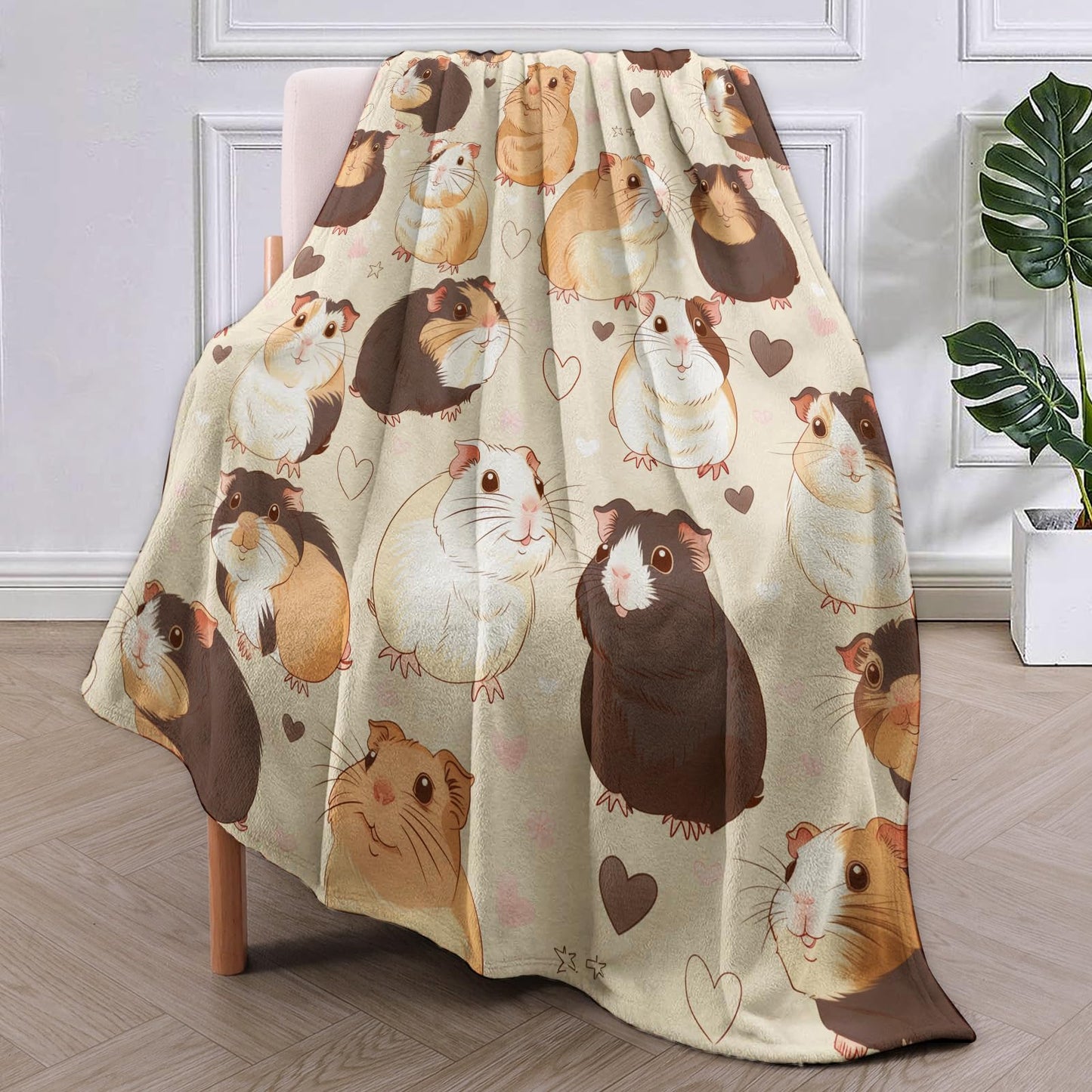 VANZEV Guinea Pig Fleece Blanket Gifts for Kids and Adults, Adorable Pet Cozy Throw Blanket, Soft Warm Plush Guinea Pig Blankets for Home Decor, 50x60 inches