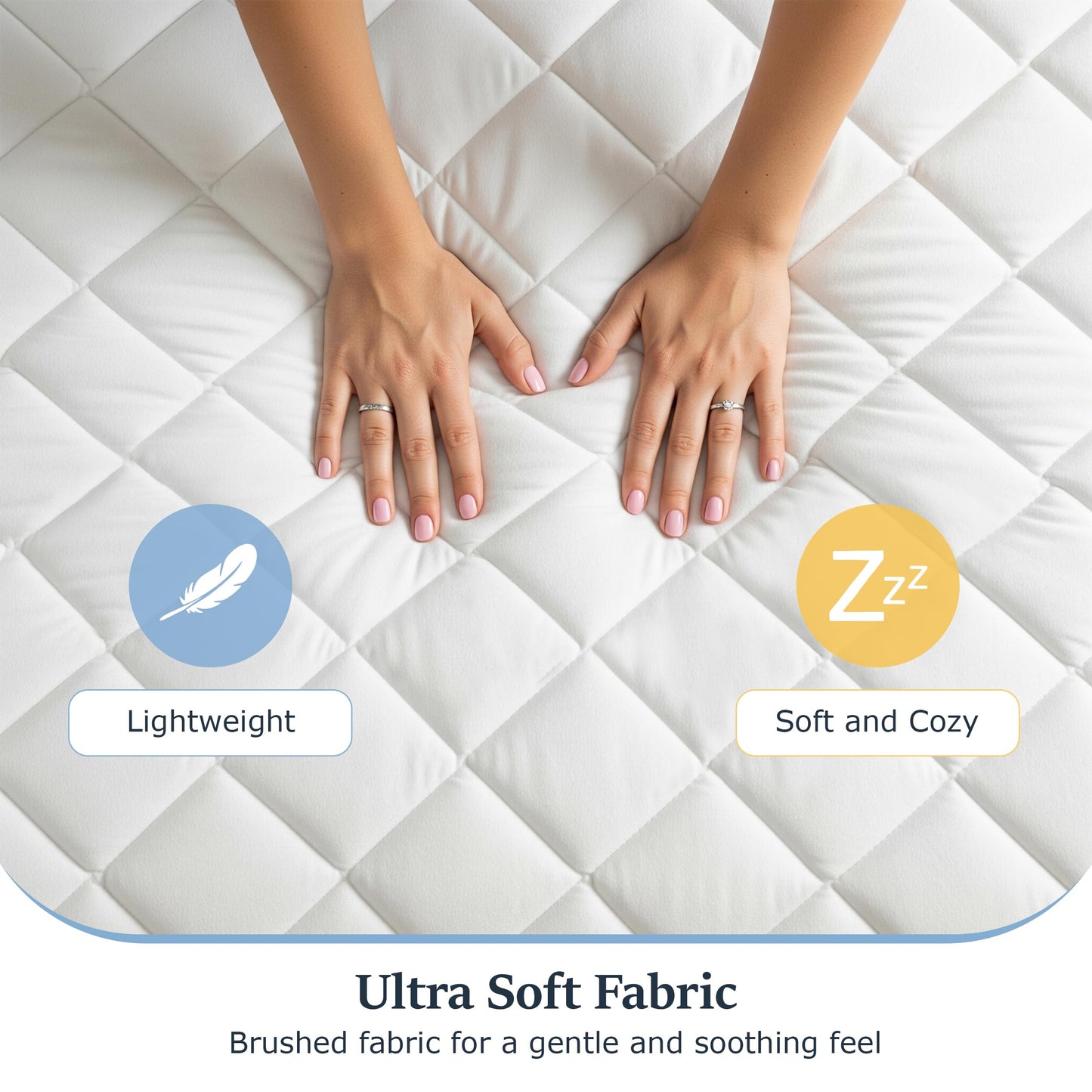 LUX Décor Full Size Mattress Pad - Quilted Elastic Fitted Mattress Cover Protector Upto 16 Inches Deep Pocket - Soft Breathable Noiseless Mattress Topper (54 X 75)