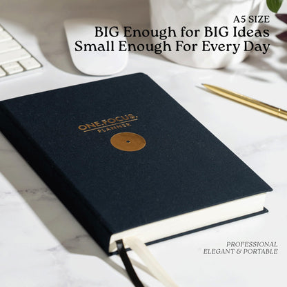 Daily Focus Planner: 90-Day Undated Goal Journal, Vision Mapping, Mindfulness, Monthly, Weekly, Daily Goal Setting, Gratitude, Habit Tracking, Gift for Professionals, Neurodivergent Adults, Productivity, A5, Black