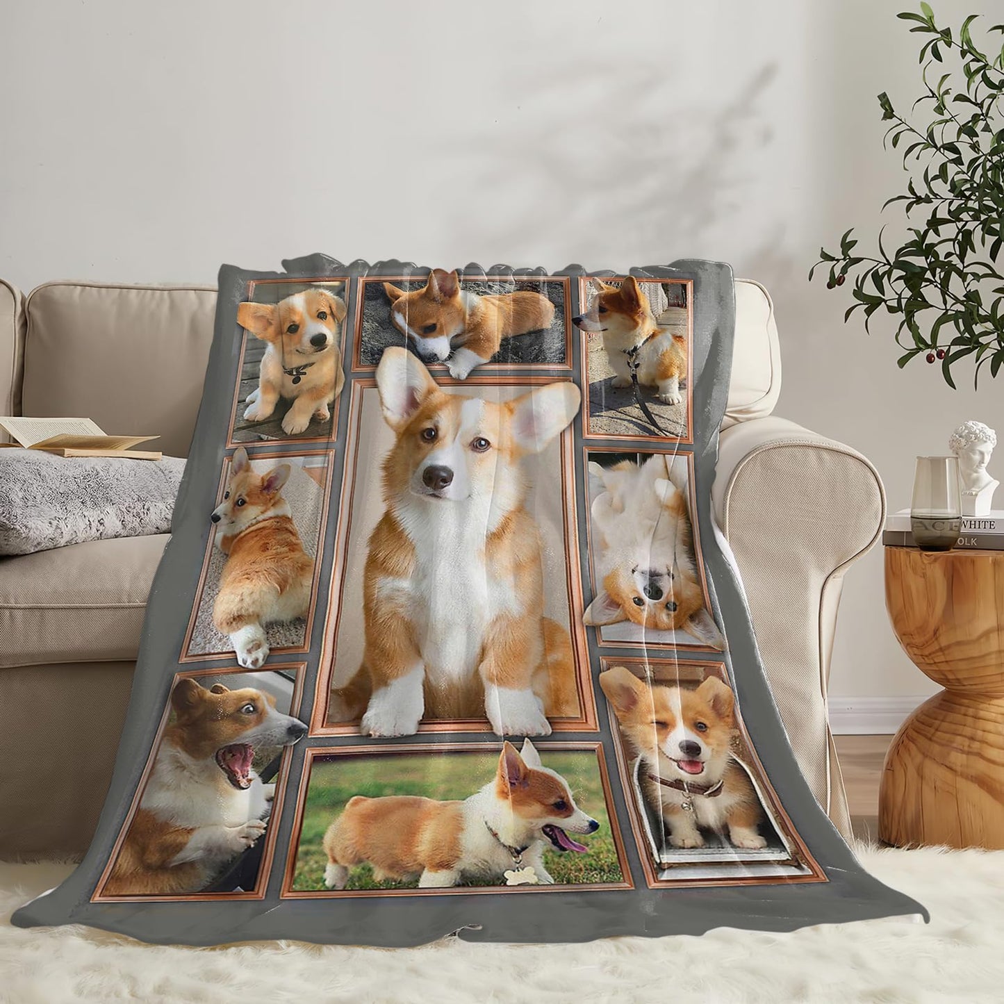 Tijuboni Corgi Throw Blanket Dog Gifts for Girls Boys Women Men Kids Adults Soft Flannel Fleece Blanket for Couch Sofa Bed Home Decor 40"x50"