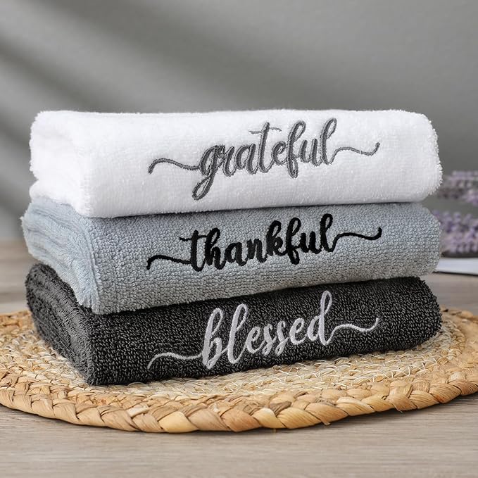 Peryiter 3 Pcs Farmhouse Bathroom Decor Hand Towels 14x29 Inch Cotton Bath