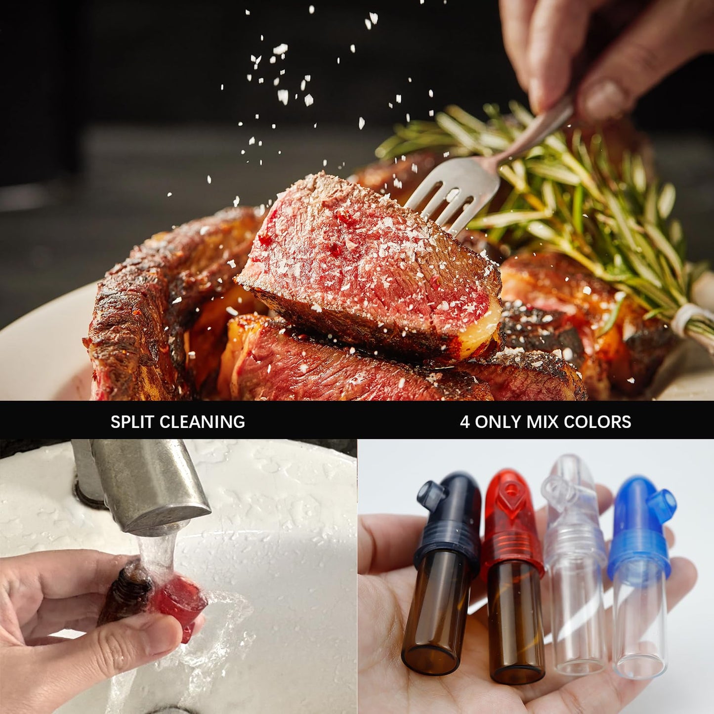 ZJIVQO 4 Pack Portable Dispenser, Spice Storage Bottles, Salt and Pepper Shakers, Refillable Glass Bottle With Knob Switch for Kitchen, Traveling