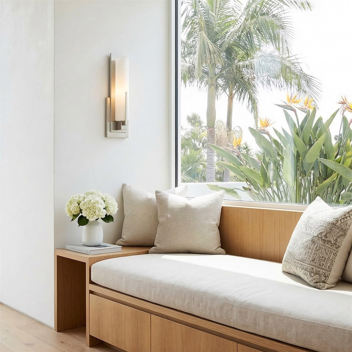 Kira Home Faro 15" Tall Modern Wall Sconce with Frosted Cylinder Glass Shade, Linear Saber Silver Wall Light, Brushed Nickel Finish