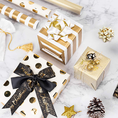 WRAPAHOLIC 30 Inch Gold Wrapping Paper Roll - Jumbo Roll Gold Gift Wrapping Paper for Christmas, Birthday, Holiday, Wedding, Baby Shower - 3 Rolls - 30 inch x 120 inch Per Roll