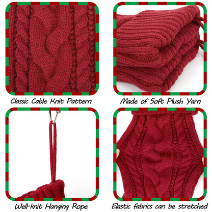 KaKaPops Christmas Stockings, 18 Inches Knit Christmas Stockings Xmas Hanging Stockings for Family Christmas Decorations