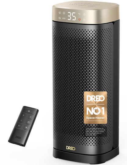 Dreo 16 Inch Electric Heater, Energy Efficient Space Heaters with Thermostat, 70° Oscillating Remote Control 3-Mode Tip-over & Overheat Protection, Silent Ceramic Fan Heater for Home
