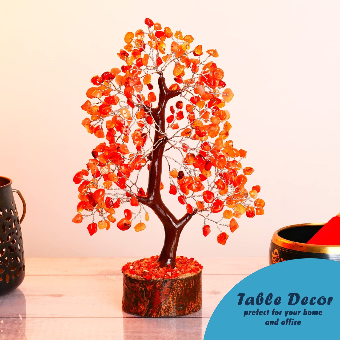 Carnelian - Crystal Tree - Gemstone - Crystal Bonsai Tree - Feng Shui - Money Crystal Stone - Crystal Tree of Life Decor - Crystal Gift - Spiritual Decor - Rock Tree - Chakra Stone
