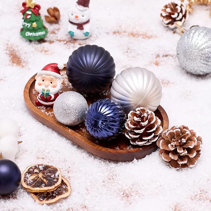 50ct Christmas Balls Ornaments for Xmas Tree, Navy Blue Silver Shatterproof Christmas Tree Decorations Hanging Ball for Holiday Party Decor(1.57"-2.36")