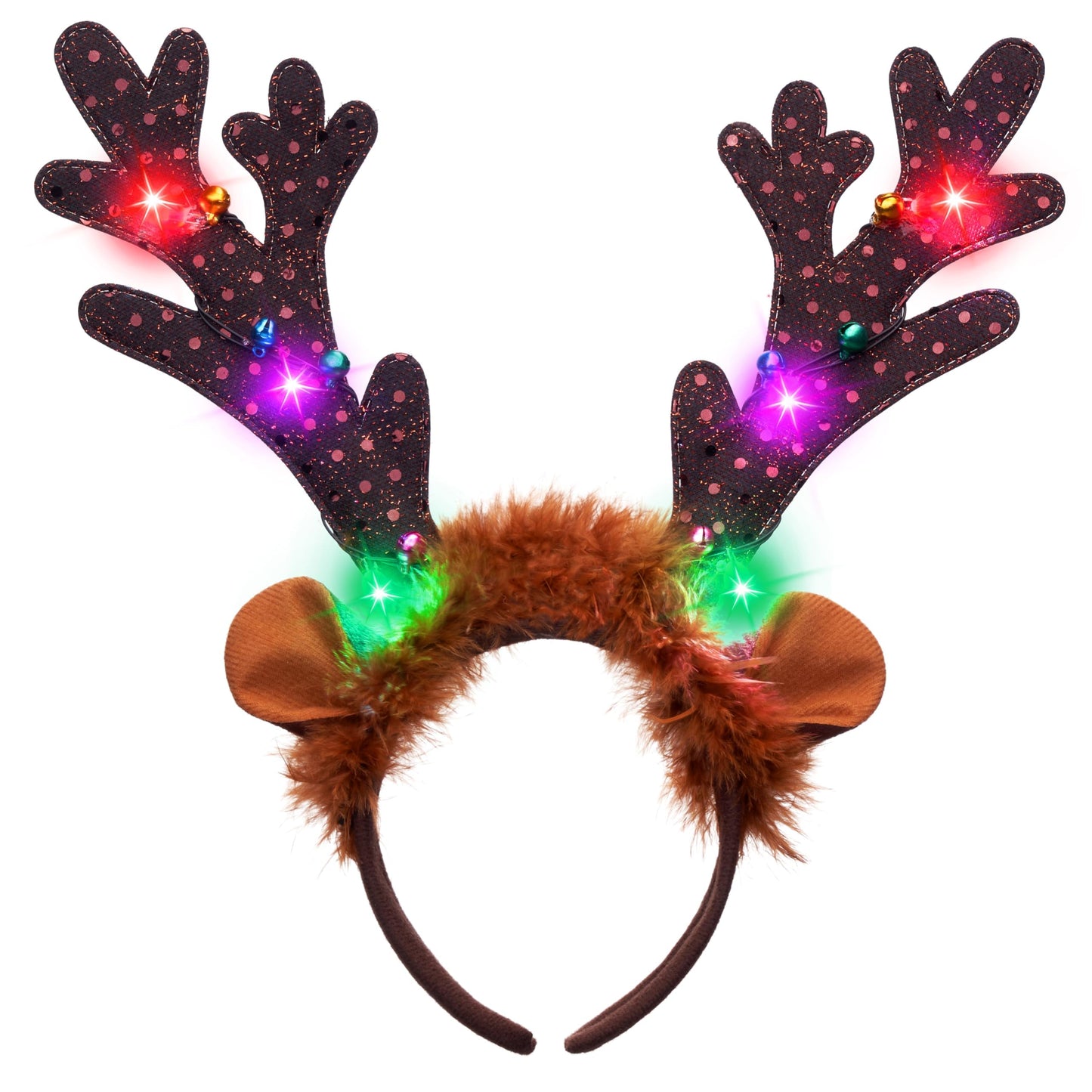 JOYIN 4 PCS Christmas Light Up Antler Headband, Long Antler Headband for Adult Kids Christmas Party Favor Supplies Xmas Accessories Holiday.