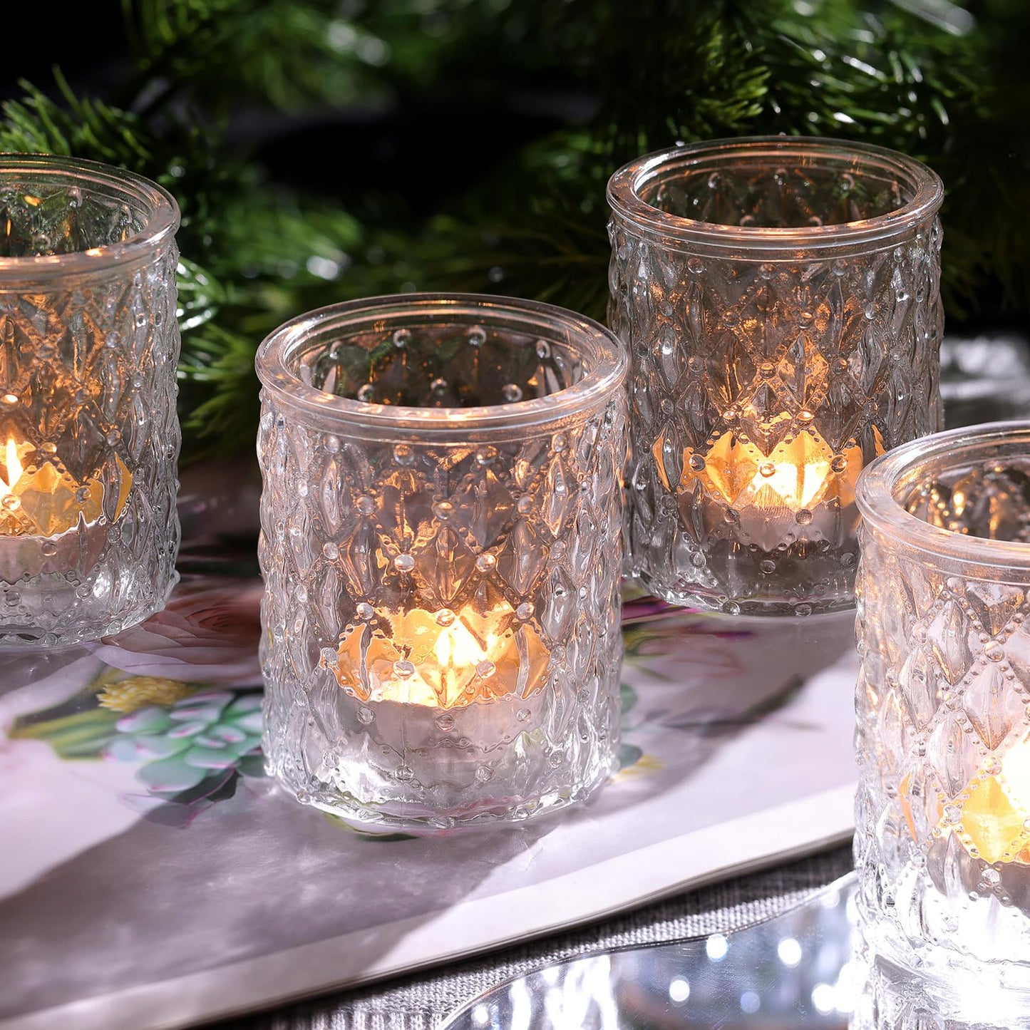 TripodBird 36 Pcs Clear Votive Candle Holders, Glass Candle Holders for Wedding Table Decorations, Tea Light Candle Holder, Candle Votives for Baby Shower Christmas Party Table Decor, Home Decor
