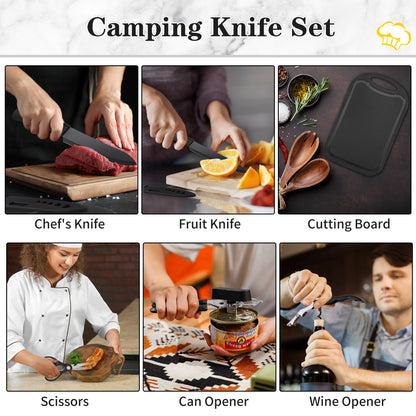 Camping Essentials Cookware Cooking Utensils Set - Portable Camp Kitchen Mess Kit Outdoor Accessories, Stainless Steel & Silicone, Camping Gear Equipment for RV Picnic Grill,Brown Pro