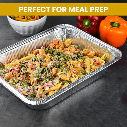 Superior Large Foil Aluminium Trays Pack of 10 – Heavy-Duty Deep Tin Foil Trays 32 x 26 cm Ideal for Cooking Baking Roasting BBQ Meal Prep Storage Tray – Foil Containers for Christmas Parties