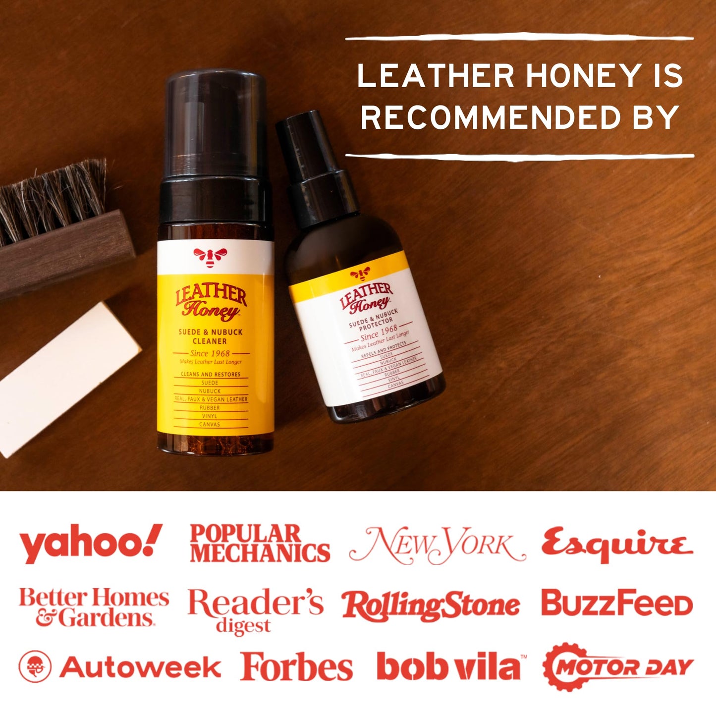LEATHER Honey Suede & Nubuck Care Kit: Cleaner, Protector, Suede Brush & Eraser: Clean, Protect & Restore Shoes, Boots, Uggs, Furniture, Jackets, Bags and Apparel. Safe for Any Color