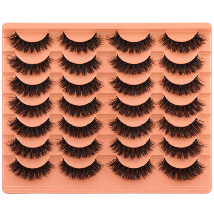 Short Lashes Natural Look False Eyelashes Thick Volume Faux Mink Lashes Pack Wispy Strip Fake Eyelashes Cat Eye Lashes that Look Like Extensions 14 Pairs