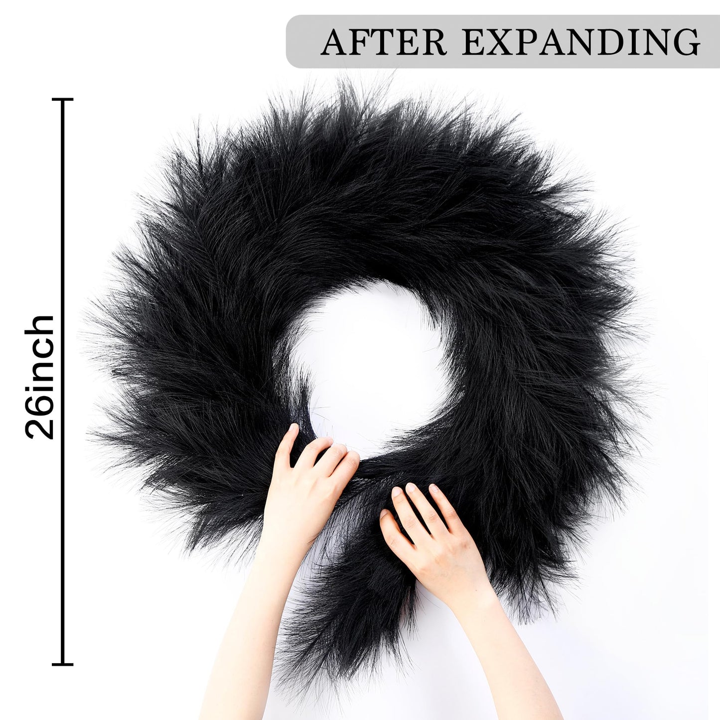 Sggvecsy Pampas Grass Wreath 26’’ Faux Pampas Wreath for All Seasons Artificial Pampas Wreath Christmas Decor Boho Wall Decor for Front Door Farmhouse Halloween Autumn Wreath Decoration (Black)