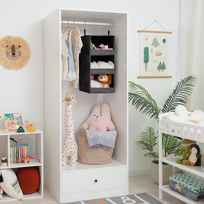 GRANNY SAYS 3-Shelf Hanging Closet Organizer, Collapsible Closet Hanging Shelves