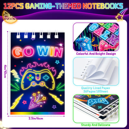 SNLN Video Game Party Favors Gamer Birthday Supplies Kids Notebook Invisible Ink Pen Paper Bag Silicone Bracelet Stamper Keychain Glow Tattoo Sticker Gaming Game On Party Favors Goodie Stuffers Decor