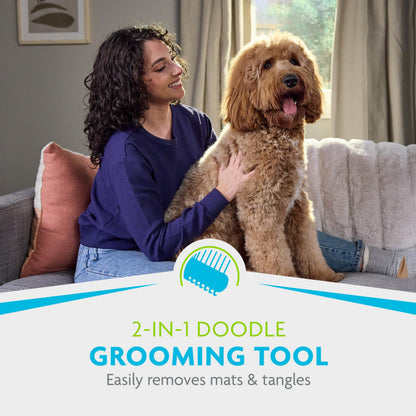 FURminator Doodle Grooming Tool & Shampoo/Conditioner Bundle, Dematting Tool with Comb for Mats, Tangles Plus 2-in-1 Shampoo & Conditioner for Doodle Dog Breeds, Curly, Long, Silky & Wiry Coats