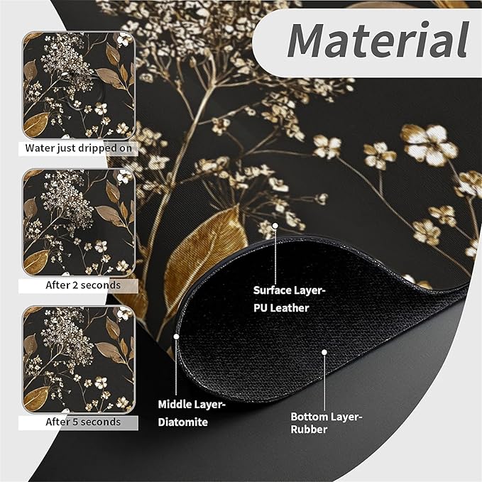 Kitchen Sink Splash Guard，small-flowers and leaves- Faucet Mat Sink