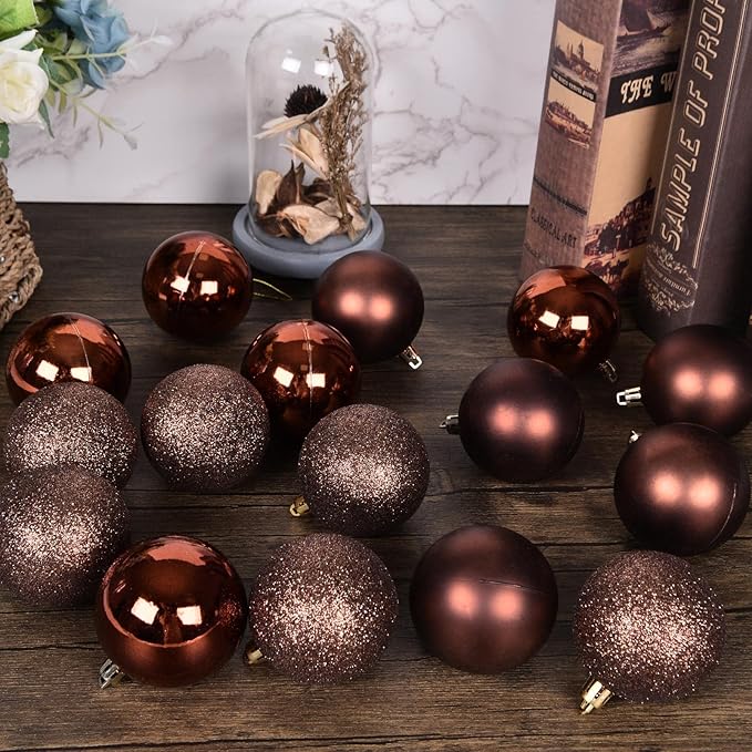 30ct Halloween Ball Ornaments, 2.36" Shatterproof Tree Decorations, Perfect Hanging Ball for Indoor/Outdoor Holiday Christmas Party Decor (Brown)