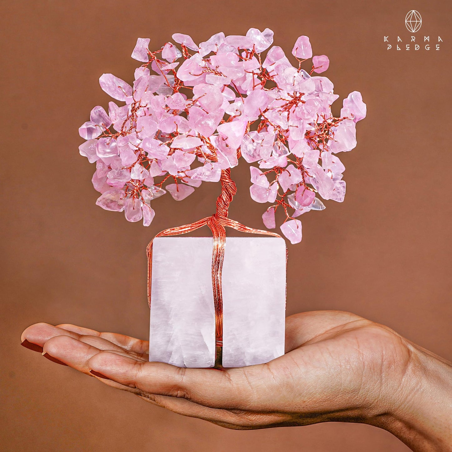 Rose Quartz Crystal Tree of Life Unique Birthday Gifts for Women, Mom, Sister, Friends. Handcrafted Chakra Healing Crystal and Stones for Positivity, Money, Luck, Aesthetic Home and Office Decor