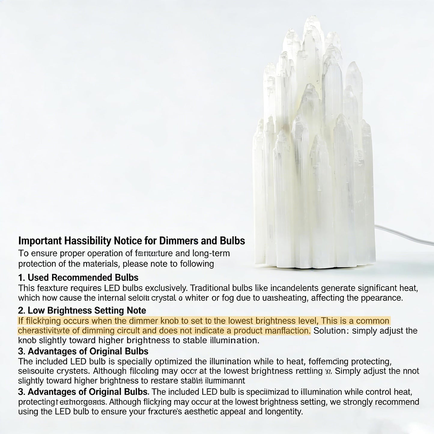 Handcrafted Selenite Lamp Carved Tower, White