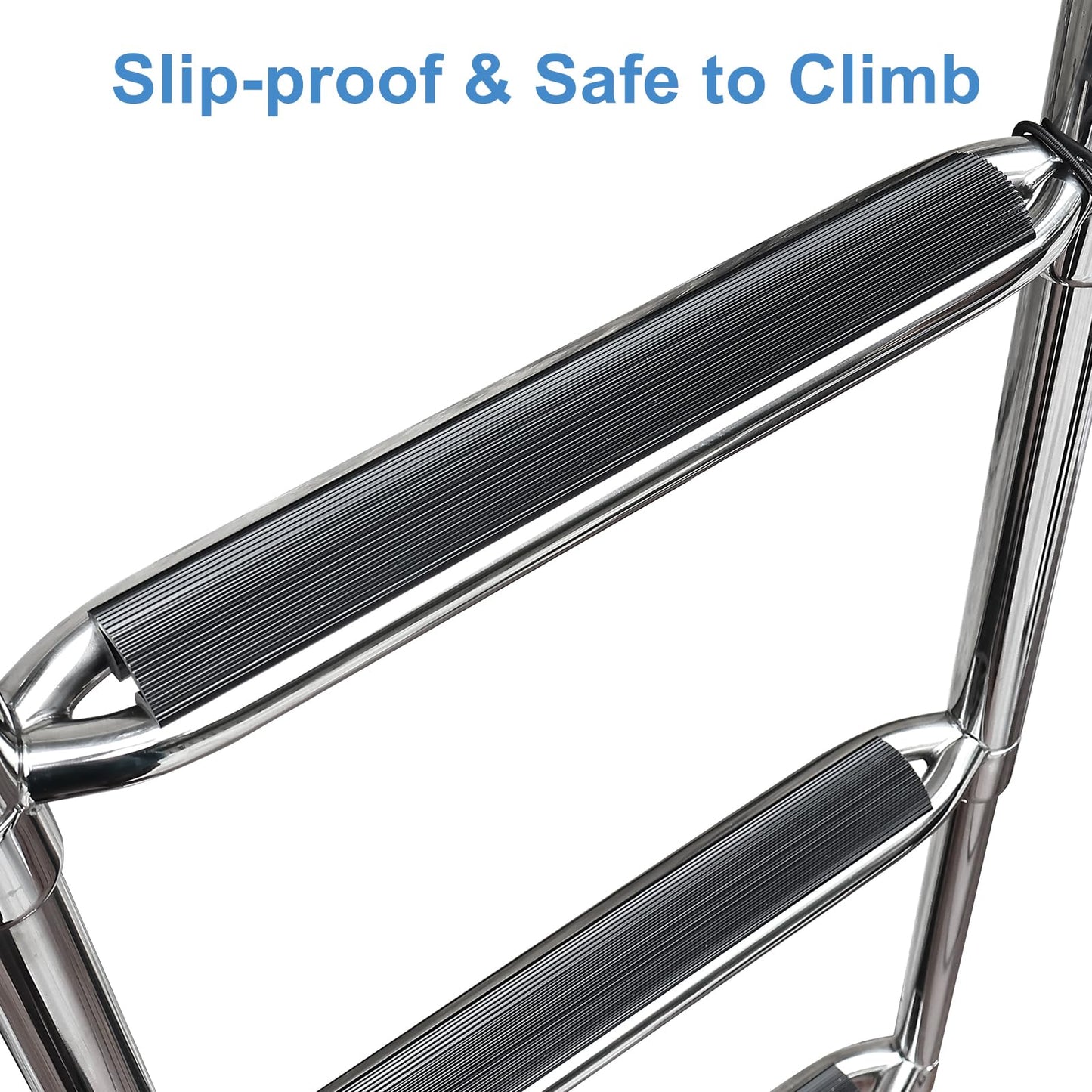 Amarine Made Dock Ladder, 4 Step Pontoon Boat Ladders, Stainless Steel Telescoping Boat Ladder, Marine Folding Ladder with Handrails, Dock Steps for Boats, Load Capacity-440lb