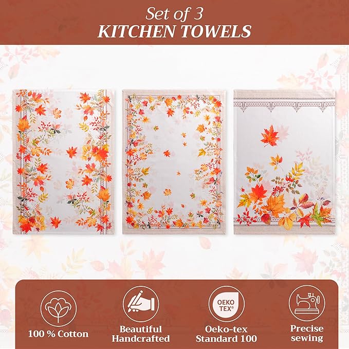 Maison d' Hermine Kitchen Towels Set of 3 100% Cotton 20" x 27.5" Reusable