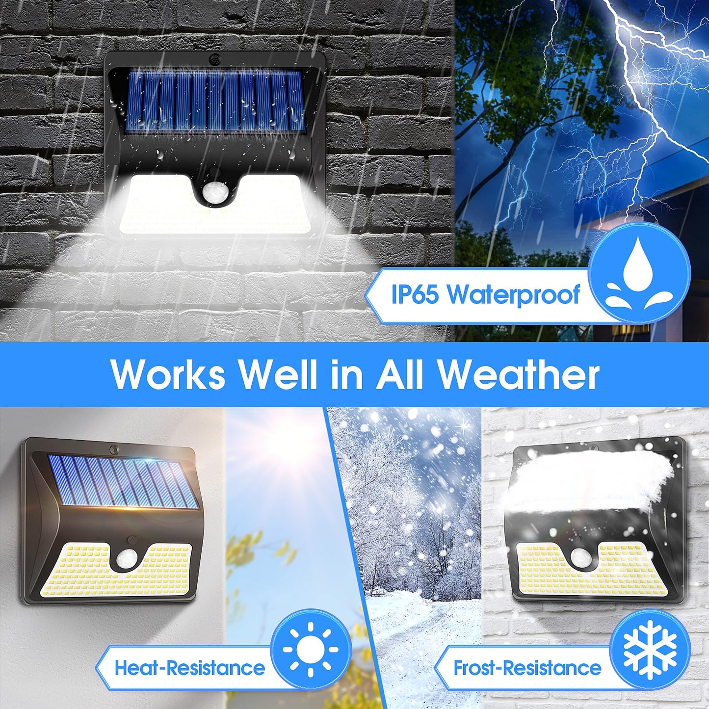 Security Lights Outdoor Motion Sensor - 150 LED Solar Powered Security Light Outside Garden Fence Waterproof Wall Lighting 3 Modes Solar Pir Lights Front Door Yard Garage