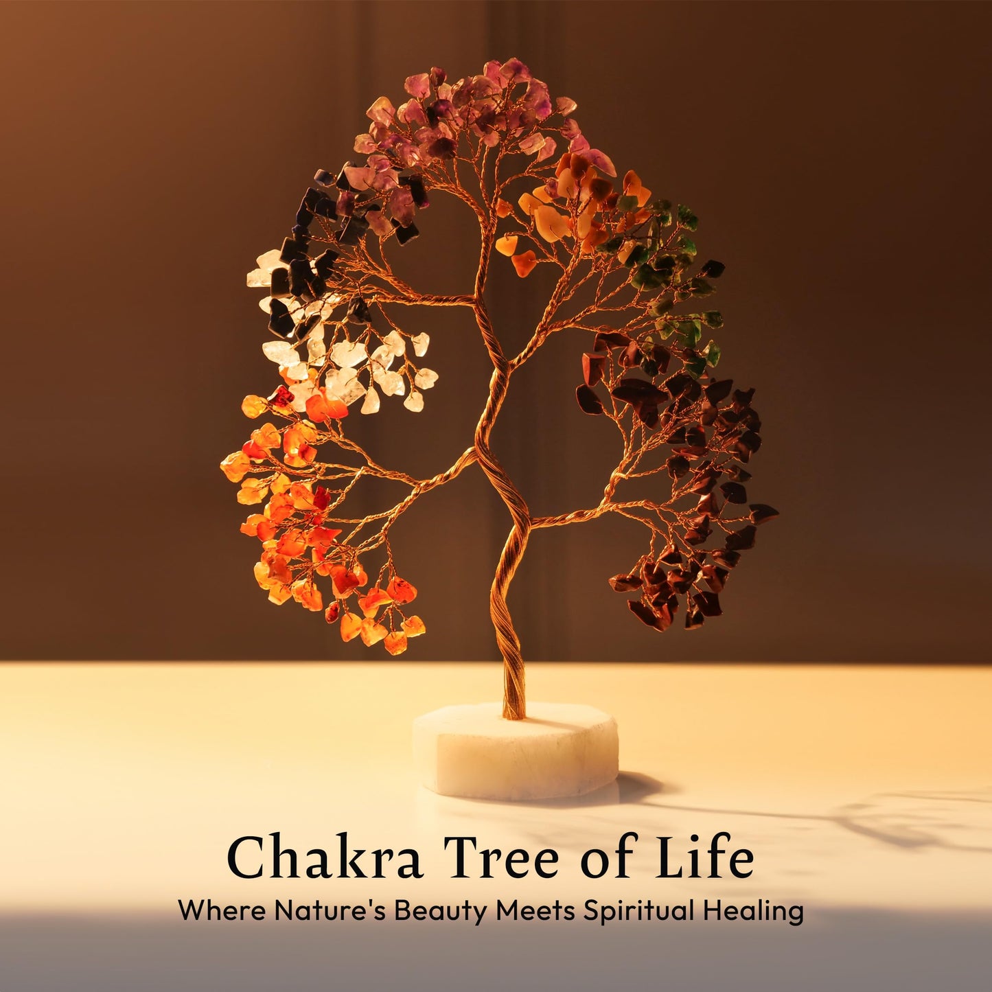 YATSKIA 7 Chakra Tree of Life Crystal Tree, Healing Crystals Gifts for Women, Chakra Stones Home Office Decor, Gemstone Tree Bedroom Decor, Healing Gifts (Size - 10 Inch)