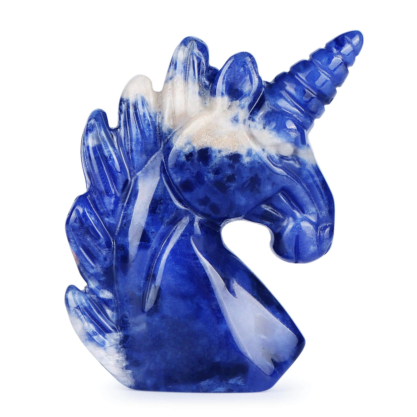 Artistone Crystal Unicorn Figurine Ornament Decor Hand Carved 2 Inches Sodalite Unicorn Statue Animal Healing Collectible Figurine Reiki Paperweight Home Office Girl Gifts