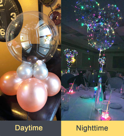 LED Balloons 10 Pack, Light Up Clear Glow Balloons 20 Inches with String Lights for Valentine's Day, Halloween, Christmas, Wedding & Birthday Parties