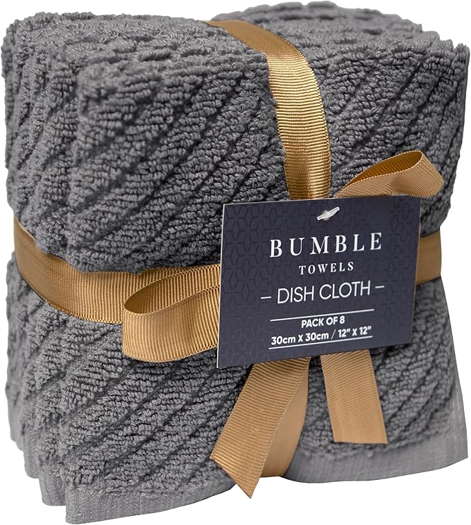 Bumble Towels Premium Kitchen Dish Cloths | 8 Pack | Diagonal Deluxe Dish Cloth