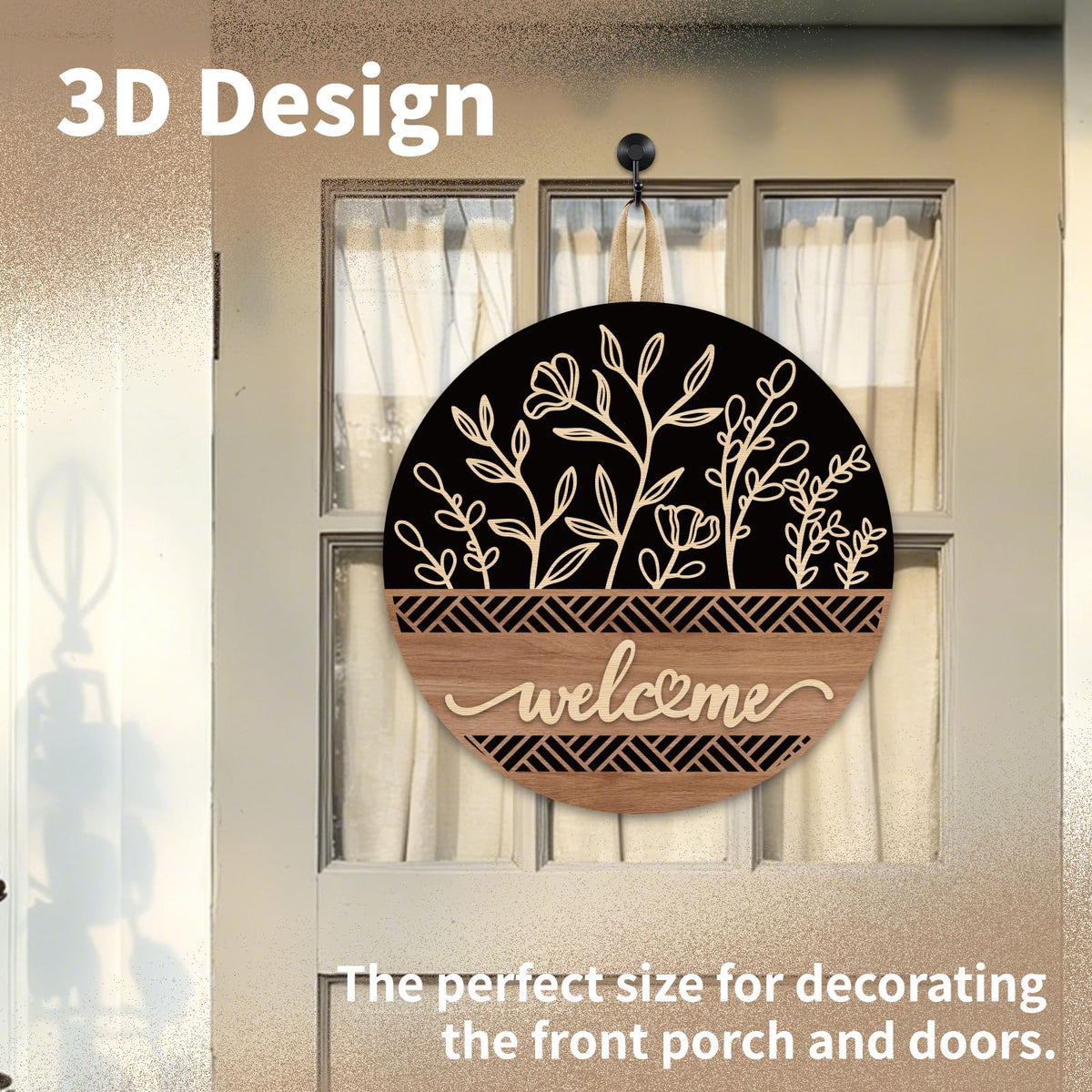 3D Welcome Sign for Front Door, Ultra Large 14in Front Door Wreath