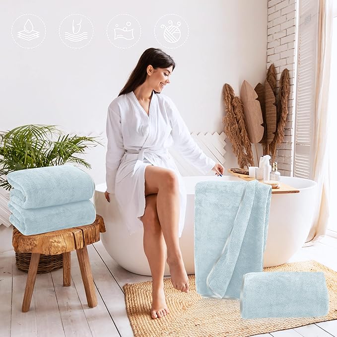 TENSTARS Silk Hemming Bath Towels