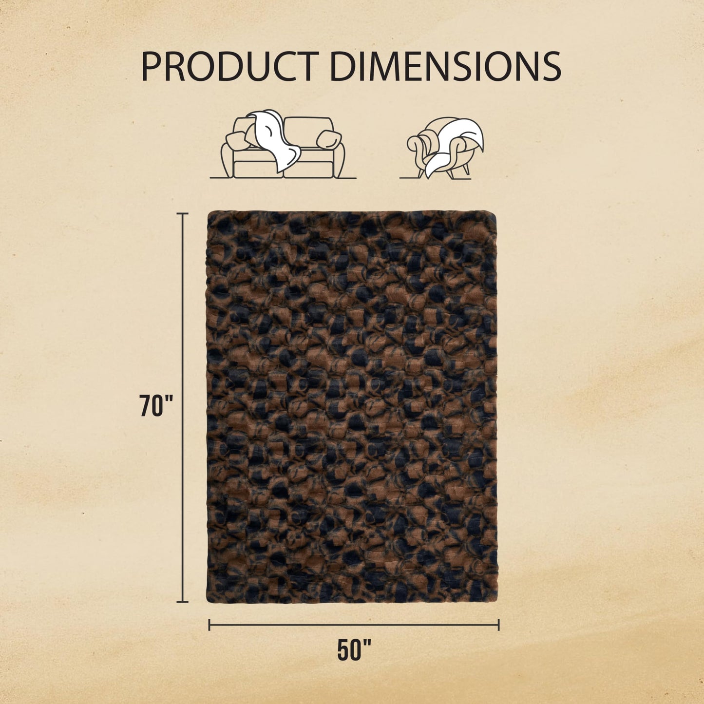 Nine West Faux Fur Throw Blanket, 50"x70", Cacao Nibs Brown