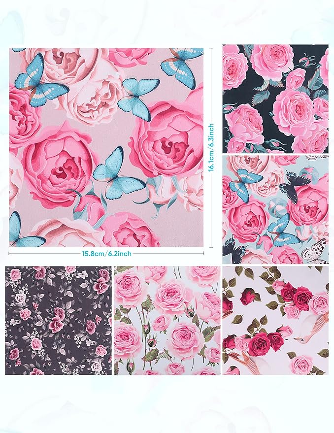 6PCS Thickened Glasses Cleaning Cloth Elegant Flower Design Microfiber Cleaning
