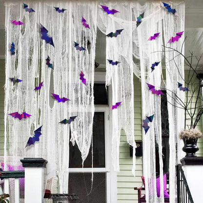 72Pcs Bats Halloween Decoration Iridescent 3D Bats Wall Decor Black Purple Holographic Paper Decorative Bat Wall Art Decals Stickers Spooky Bats for Halloween Home Room Decor Party Decoration Supplies