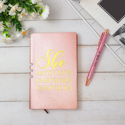 Resurhang 5 Pcs Boss Gifts for Women Set Appreciation Gifts for Coworkers Leather Journal Ballpoint Pens with Box Thank You Present for Friends Teacher Female Leader Birthday Bestie (Pink)