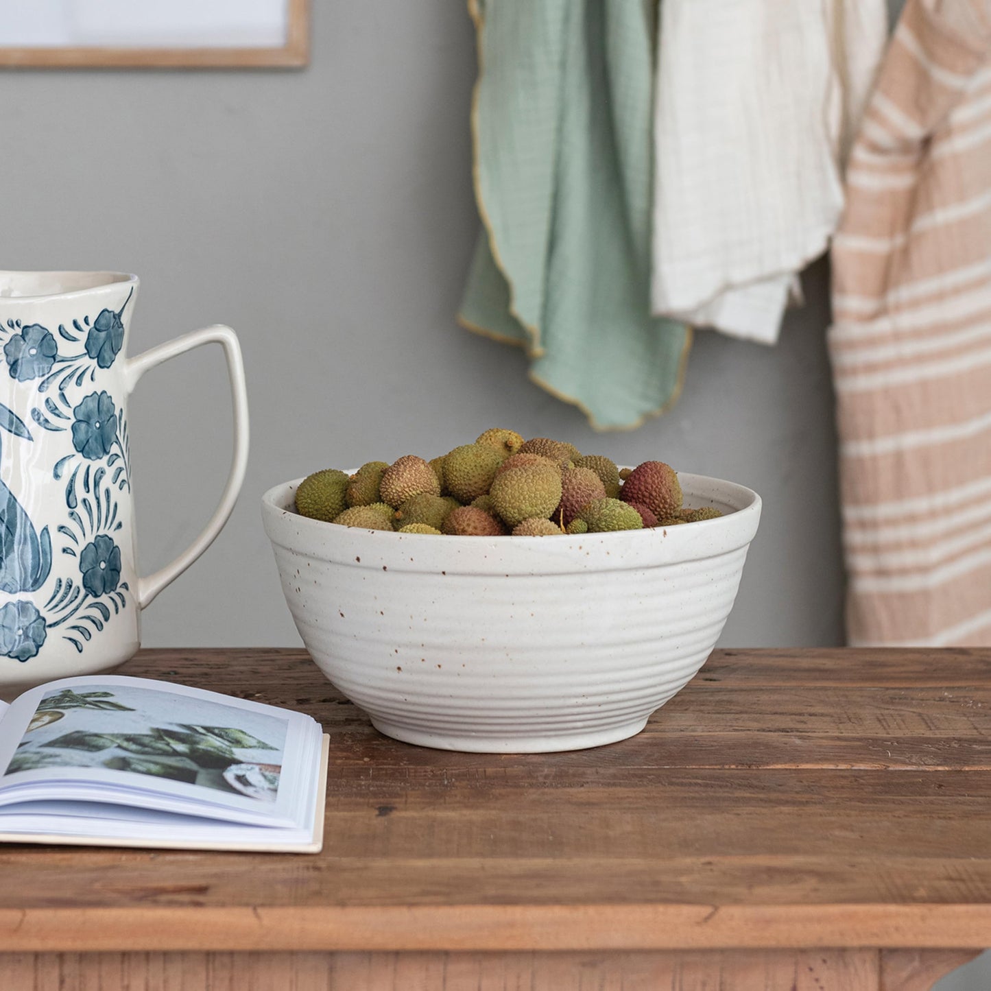 Farmhouse Stoneware Bowl, White Speckled Glaze