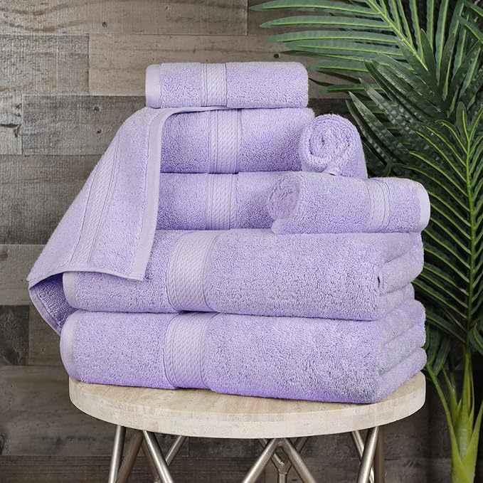 SUPERIOR Egyptian Cotton Pile 8 Piece Towel Set, Includes 2 Bath, 2 Hand