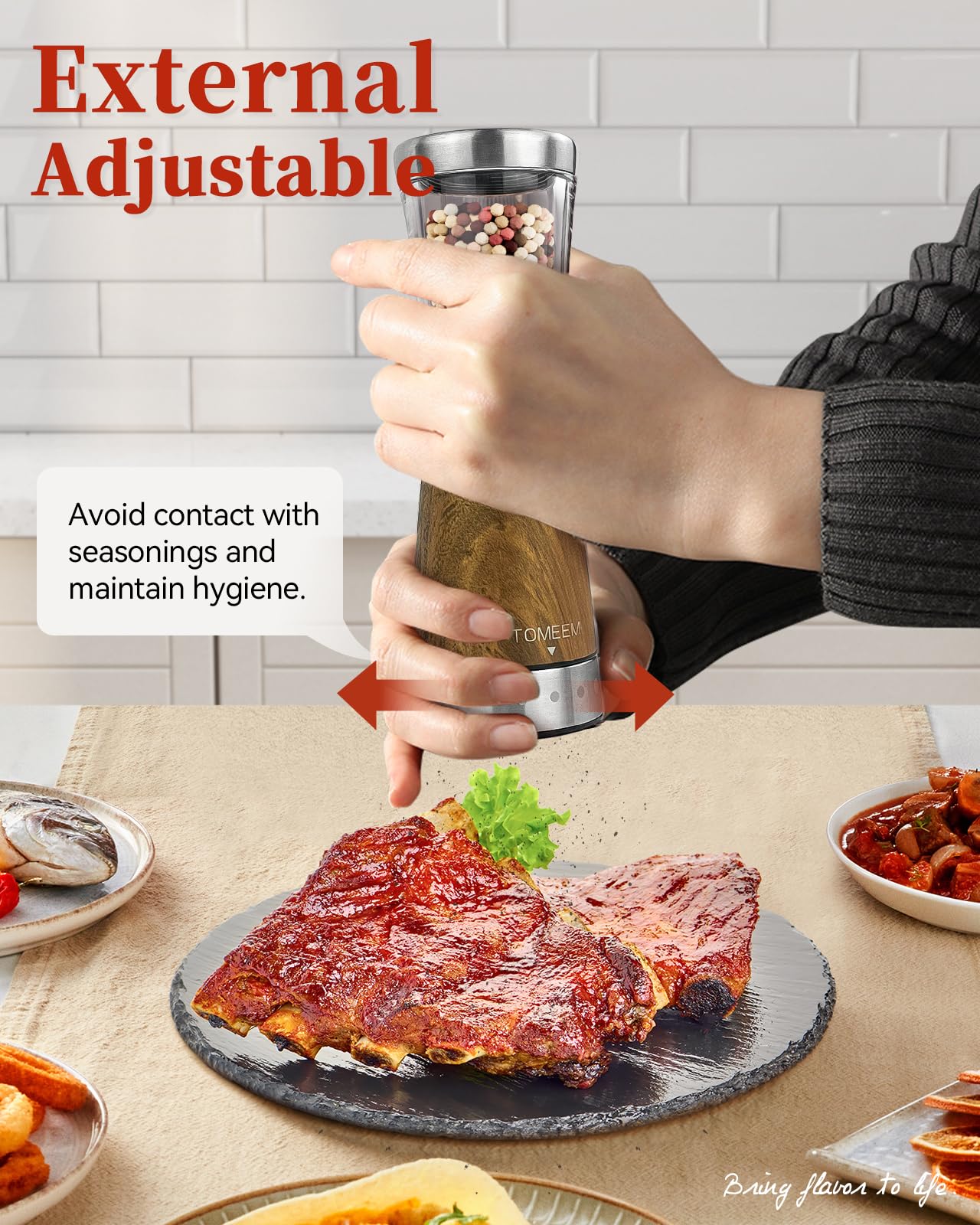 Electric Salt and Pepper Grinder Set with Storage Base, Stainless Steel Rechargeable Salt and Pepper Grinder Set with 4.5 oz Large Capacity, 1.8" Wide Mouth, Adjustable Coarseness, Ideal for Kitchen