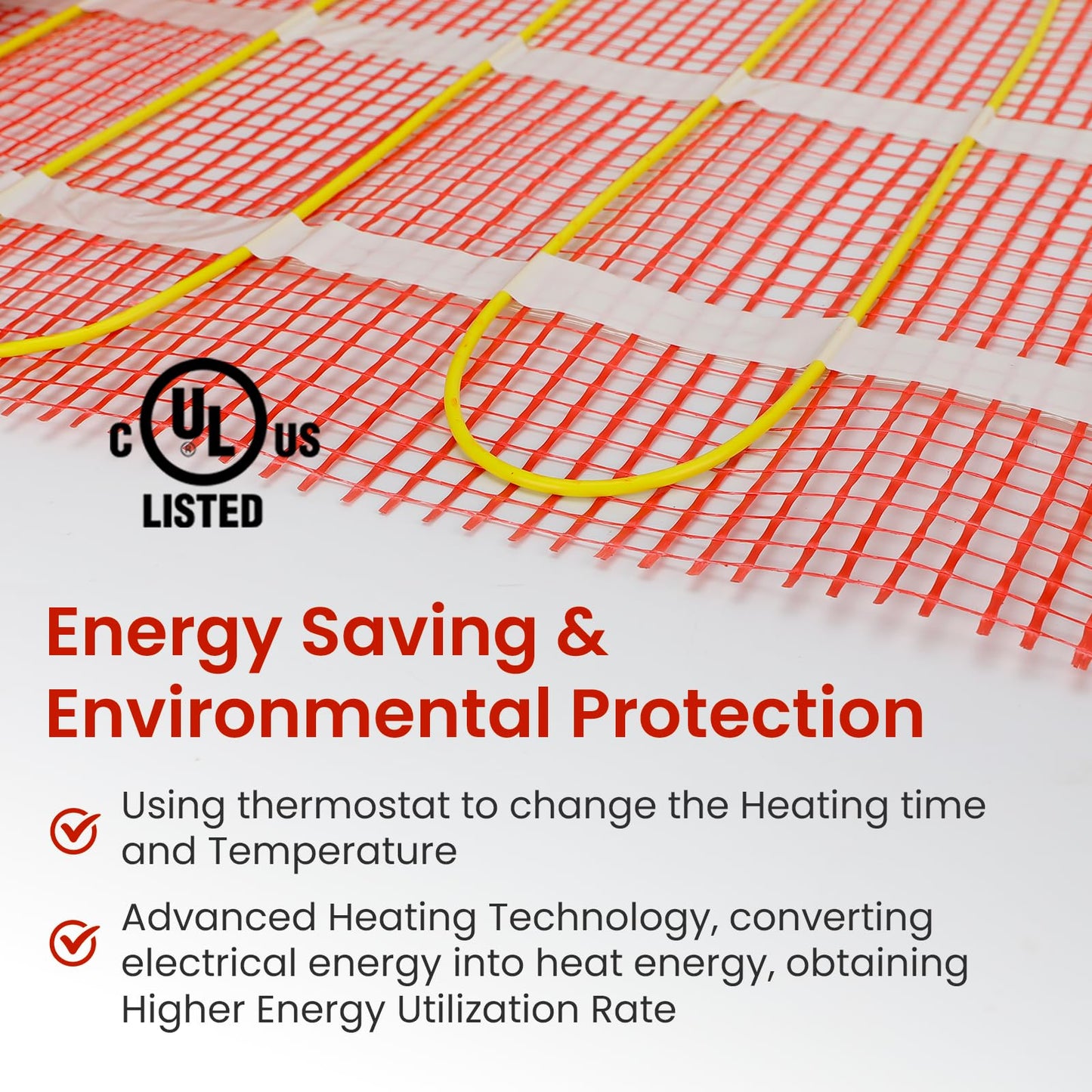 30 sqft HEATIT Warmmat Electric Radiant Self-adhesive Floor Heat Heating System & ET-7AW Thermostat & Alarm Monitor