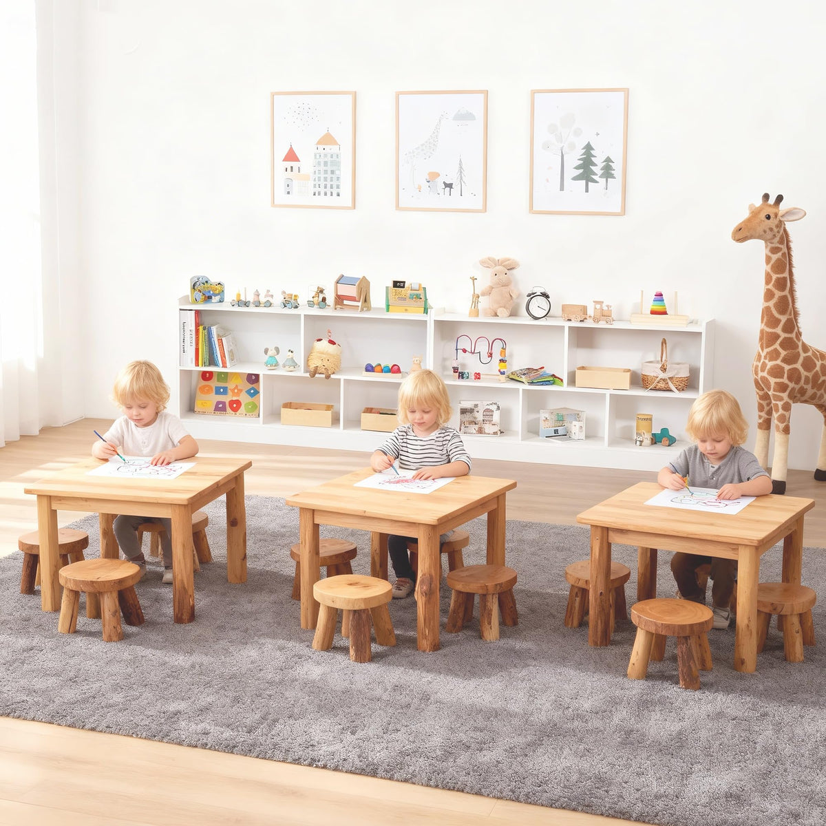 Leeshyah 5-Section Wooden Toy Shelf for Kids, Montessori Shelf Storage with Open Shelving & Customizable Layout | Safe, Sturdy Design for Kids Room, Classroom & Playroom White