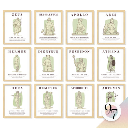 97 Decor Greek Mythology Decor - Ancient Greek Decoration, Apollo God Posters, Mythology Gifts, Greece Wall Art Prints, Aphrodite Poseidon Athena Goddess Party Decorations (8x10 Unframed)