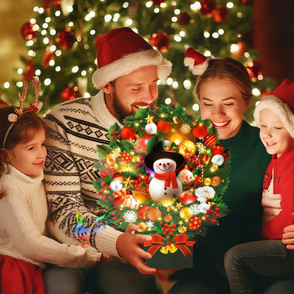 APOTODITO Christmas Cards with Lights and Music, Christmas Bouquet with Snowman, Popup Musical Greeting Card for Holiday New Year