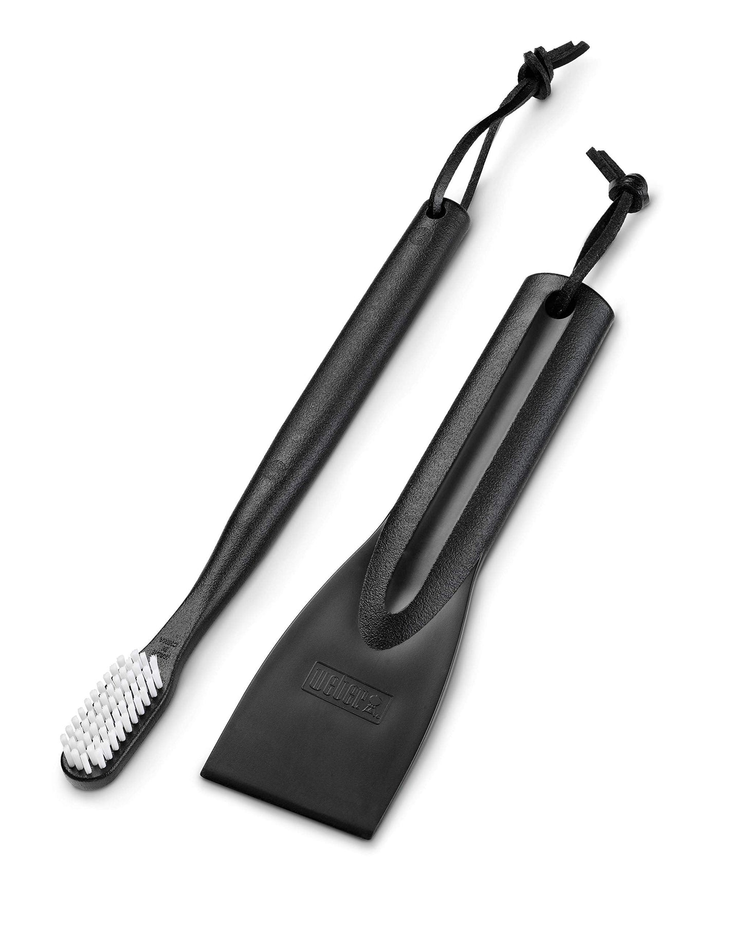 Weber Cleaning Set for Burners & Grill Chambers, for easy cleaning of all grills, consisting of scraper/spatula and mini brush, dishwasher safe - Black (6202)