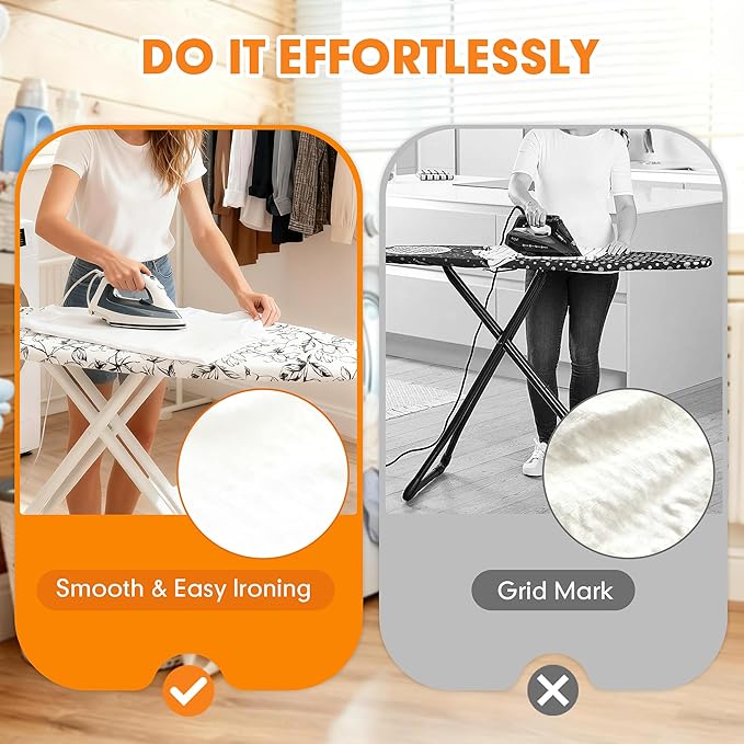 Ironing Board Cover and Pad, 15x54 Standard Size Thick Iron Padding, Scorch &