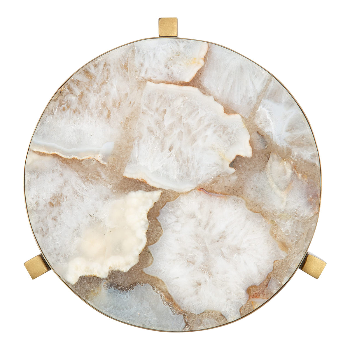 Kate and Laurel Aguilar Modern Drink Table, 9 x 9 x 23, Natural Stone and Gold, Genuine Quartz Accent Table for Small Spaces